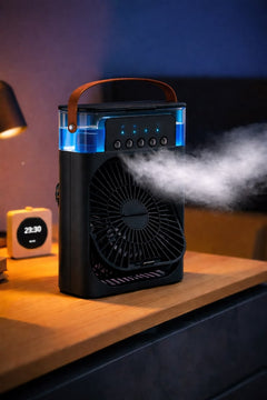 3-in-1 Mini Fan – Humidifier, Personal Air Cooler & Portable LED Light