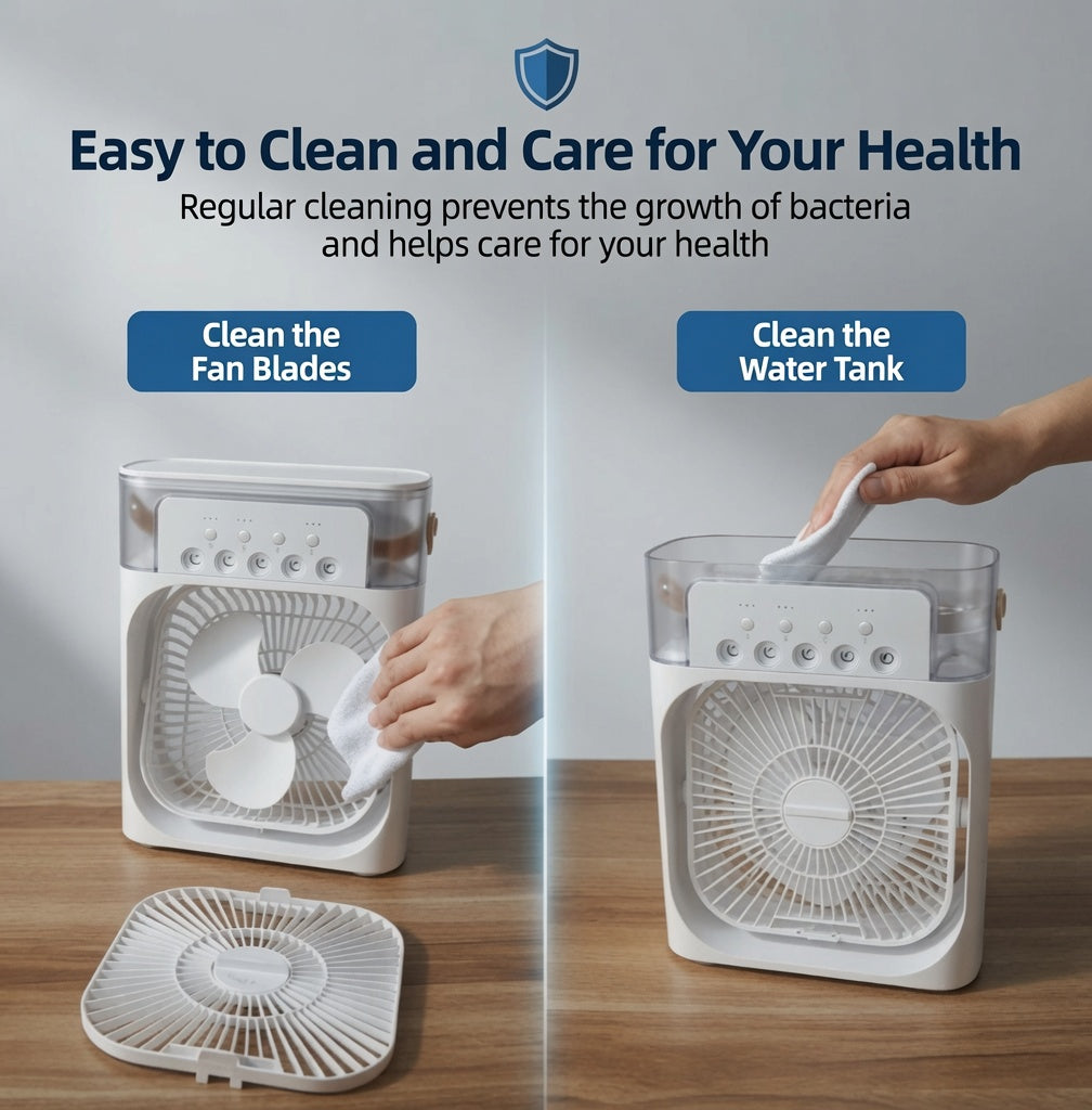 3-in-1 Mini Fan – Humidifier, Personal Air Cooler & Portable LED Light